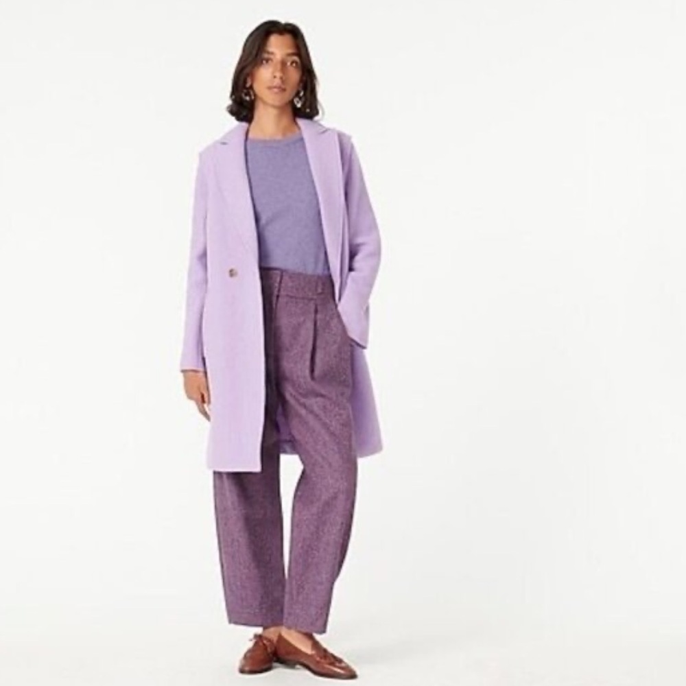 J CREW The Daphne Topcoat in Italian Boiled Wool in Lavender Size 6 Petite